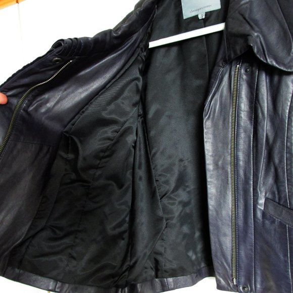 Classiques Entier Dark Dark Purple Soft Leather Crop Jacket Moto Side Zip Size M - Picture 9 of 12